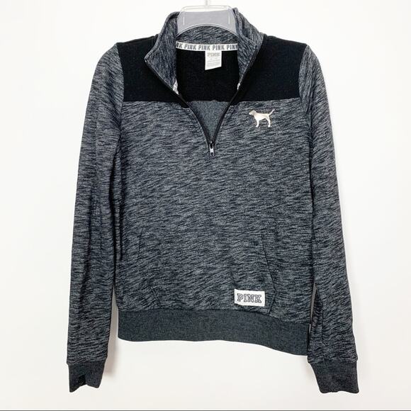 VS Pink Grey Quarter Zip Pullover Sweatshirt XS - Picture 1 of 5